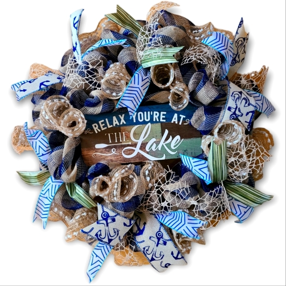 allmeshedupbyangela Other - LAKE HOUSE HANDMADE DECO MESH WREATH
